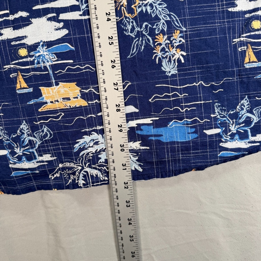 Izod Saltwater Shirt Mens 2XL Blue Button Up Short Sleeve Hawaiian Beach Camp - Picture 8 of 9